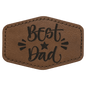 3" x 2" Hex Dark Brown Laserable Leatherette Patch with Adhesive (Sold by Case of 25)