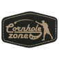 3" x 2" Hex Black/Gold Laserable Leatherette Patch with Adhesive (Sold by Case of 25)