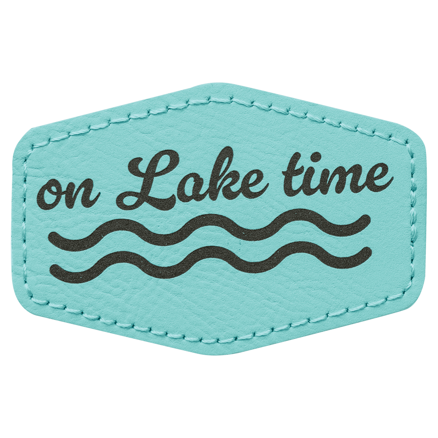 3" x 2" Hex Teal Laserable Leatherette Patch with Adhesive (Sold by Case of 25)