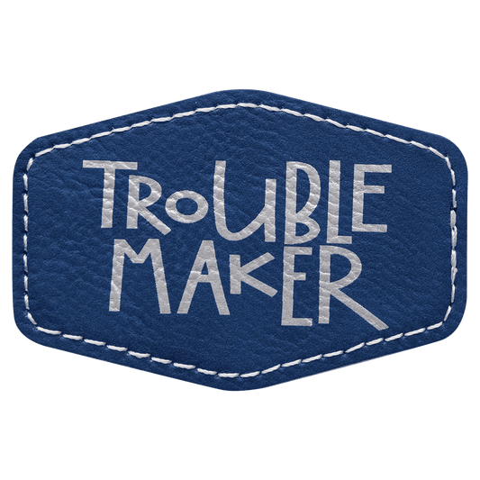 3" x 2" Hex Blue/Silver Laserable Leatherette Patch with Adhesive (Sold by Case of 25)