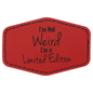 3" x 2" Hex Red Laserable Leatherette Patch with Adhesive (Sold by Case of 25)