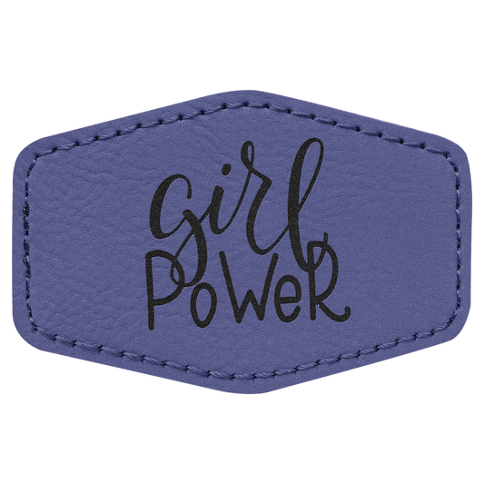 3" x 2" Hex Purple Laserable Leatherette Patch with Adhesive (Sold by Case of 25)