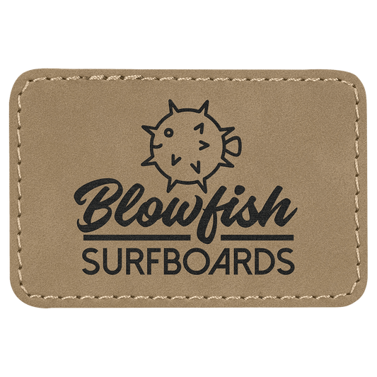 3" x 2" Rectangle Light Brown Laserable Leatherette Patch with Kota Pro Adhesive (Sold by Case of 25)