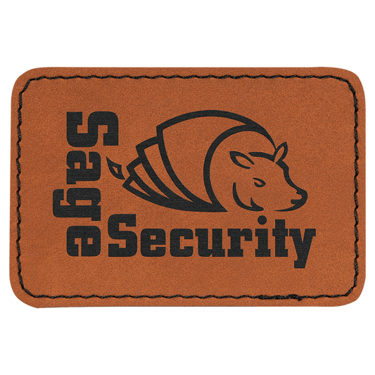 3" x 2" Rectangle Rawhide Laserable Leatherette Patch with Kota Pro Adhesive (Sold by Case of 25)