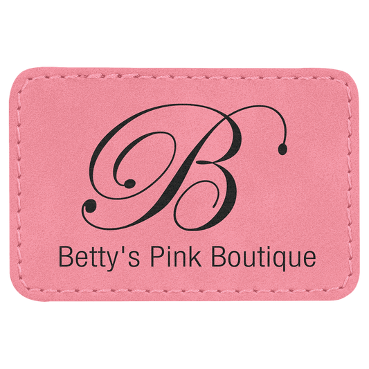 3" x 2" Rectangle Pink Laserable Leatherette Patch with Kota Pro Adhesive (Sold by Case of 25)