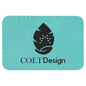 3" x 2" Rectangle Teal Laserable Leatherette Patch with Kota Pro Adhesive (Sold by Case of 25)