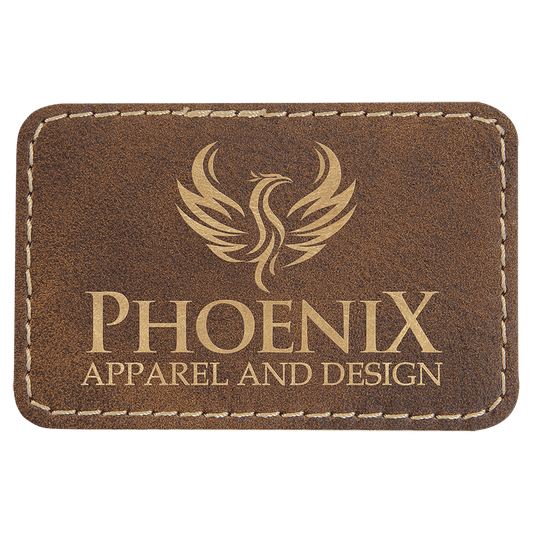 3" x 2" Rectangle Rustic/Gold Laserable Leatherette Patch with Kota Pro Adhesive (Sold by Case of 25)