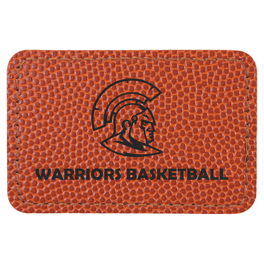 3" x 2" Rectangle Basketball Laserable Leatherette Patch with Kota Pro Adhesive (Sold by Case of 25)