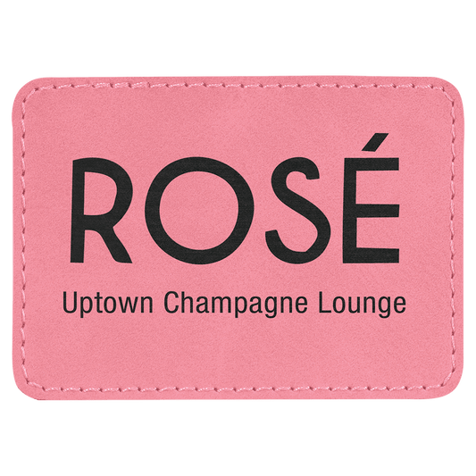 3 1/2" x 2 1/2" Rectangle Pink Laserable Leatherette Patch with Adhesive (Sold by Case of 25)