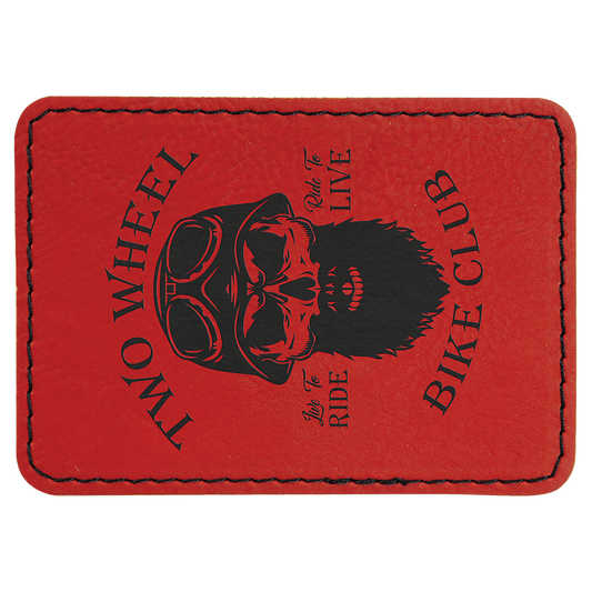 3 1/2" x 2 1/2" Rectangle Red Laserable Leatherette Patch with Adhesive (Sold by Case of 25)
