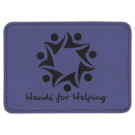 3 1/2" x 2 1/2" Rectangle Purple Laserable Leatherette Patch with Adhesive (Sold by Case of 25)