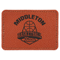 3 1/2" x 2 1/2" Rectangle Basketball Laserable Leatherette Patch with Adhesive (Sold by Case of 25)