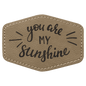 3 1/2" x 2 1/2" Hex Light Brown Laserable Leatherette Patch with Adhesive (Sold by Case of 25)