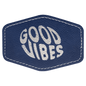 3 1/2" x 2 1/2" Hex Blue/Silver Laserable Leatherette Patch with Adhesive (Sold by Case of 25)