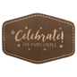 3 1/2" x 2 1/2" Hex Rustic/Gold Laserable Leatherette Patch with Adhesive (Sold by Case of 25)