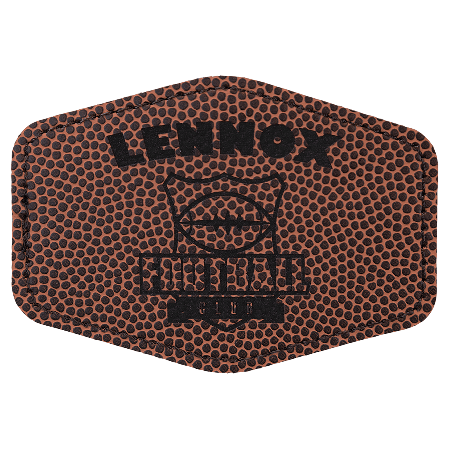 3 1/2" x 2 1/2" Hex Football Laserable Leatherette Patch with Adhesive (Sold by Case of 25)