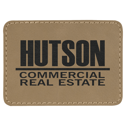 3 1/2" x 2 1/2" Retangle Light Brown Laserable Leatherette Patch with Kota Pro Adhesive (Sold by Case of 25)