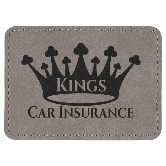 3 1/2" x 2 1/2" Retangle Gray Laserable Leatherette Patch with Kota Pro Adhesive (Sold by Case of 25)