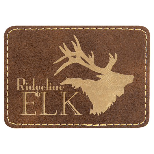 3 1/2" x 2 1/2" Retangle Rustic/Gold Laserable Leatherette Patch with Kota Pro Adhesive (Sold by Case of 25)
