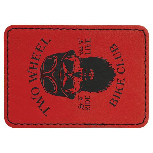 3 1/2" x 2 1/2" Retangle Red Laserable Leatherette Patch with Kota Pro Adhesive (Sold by Case of 25)