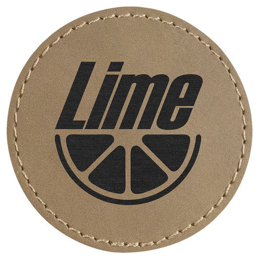 2 1/2" Round Light Brown Laserable Leatherette Patch with Adhesive (Sold by Case of 25)