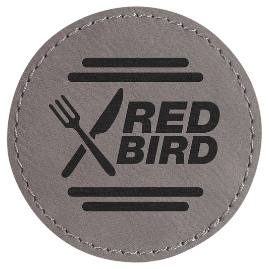2 1/2" Round Gray Laserable Leatherette Patch with Adhesive (Sold by Case of 25)