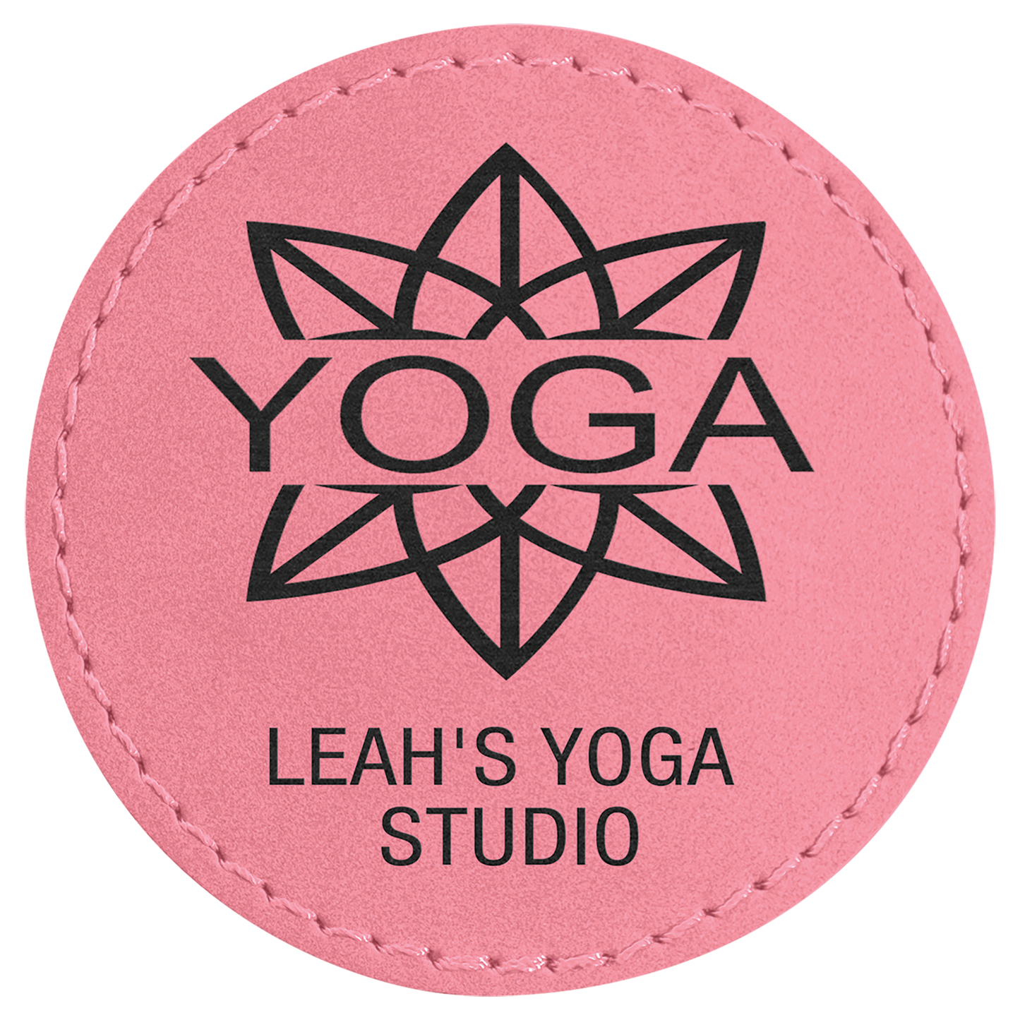 2 1/2" Round Pink Laserable Leatherette Patch with Adhesive (Sold by Case of 25)