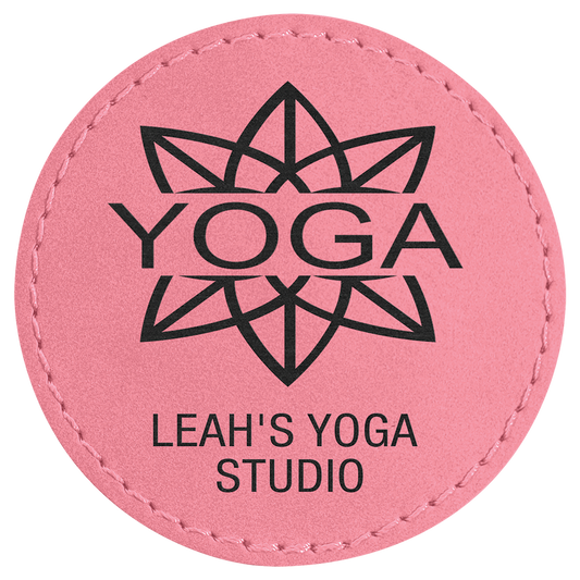2 1/2" Round Pink Laserable Leatherette Patch with Adhesive (Sold by Case of 25)