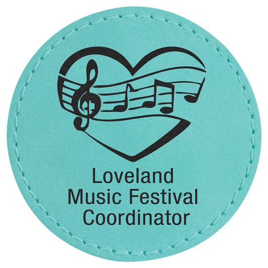 2 1/2" Round Teal Laserable Leatherette Patch with Adhesive (Sold by Case of 25)