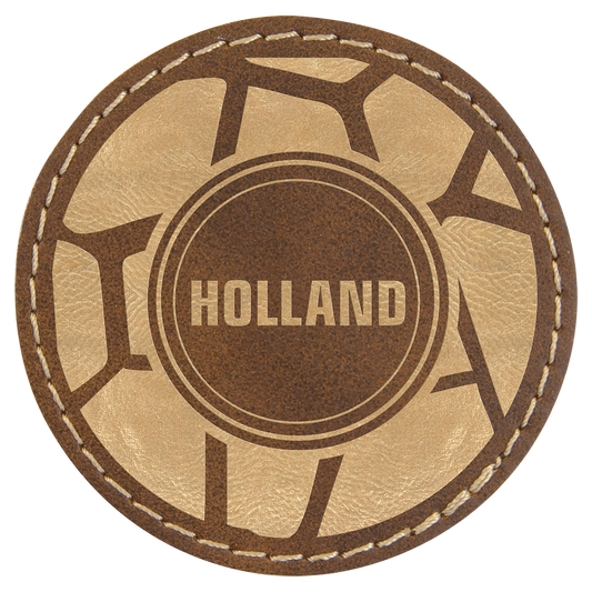 2 1/2" Round Rustic/Gold Laserable Leatherette Patch with Adhesive (Sold by Case of 25)