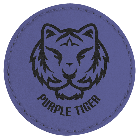 2 1/2" Round Purple Laserable Leatherette Patch with Adhesive (Sold by Case of 25)