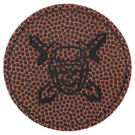 2 1/2" Round Football Laserable Leatherette Patch with Adhesive (Sold by Case of 25)
