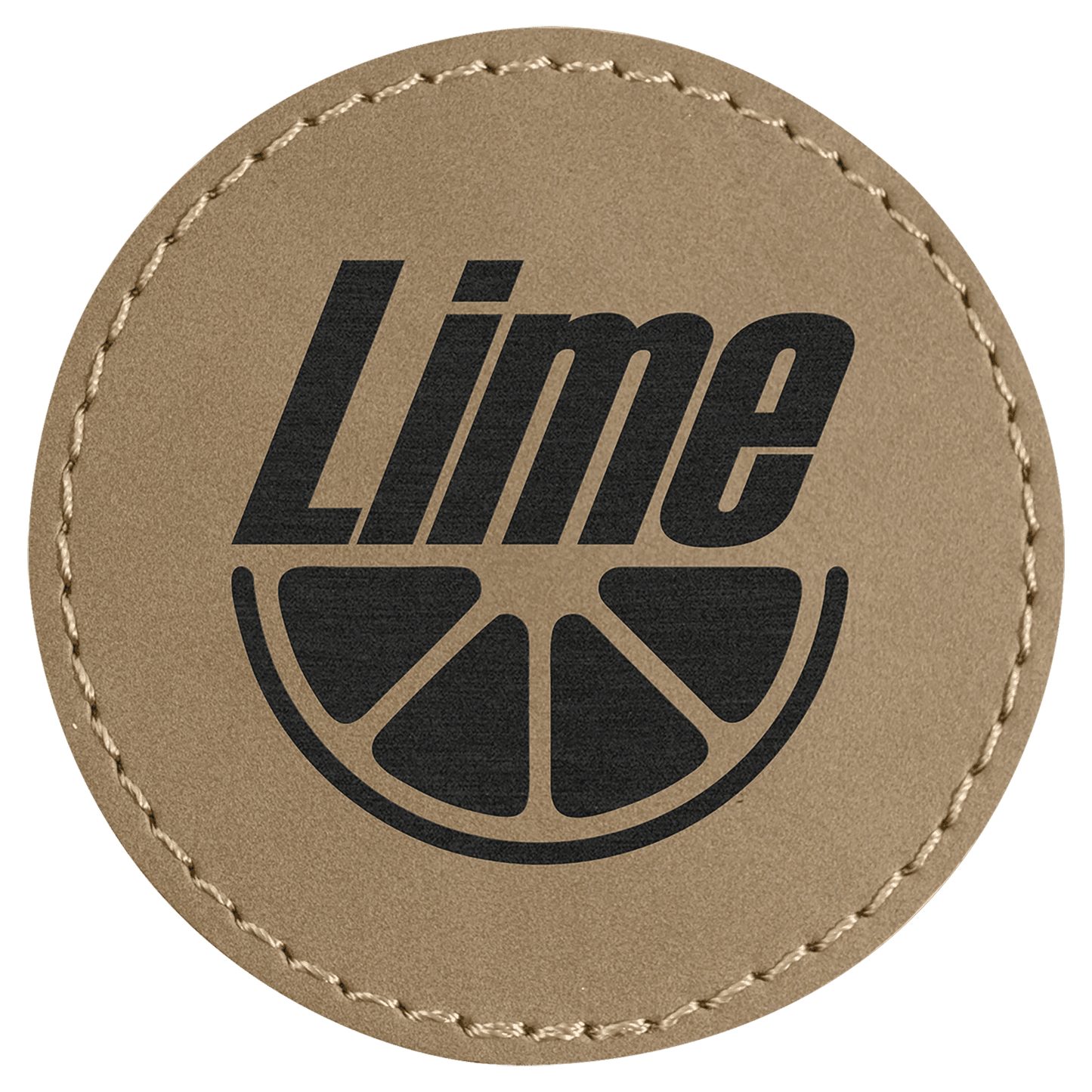 2 1/2" Round Light Brown Laserable Leatherette Patch with Kota Pro Adhesive (Sold by Case of 25)