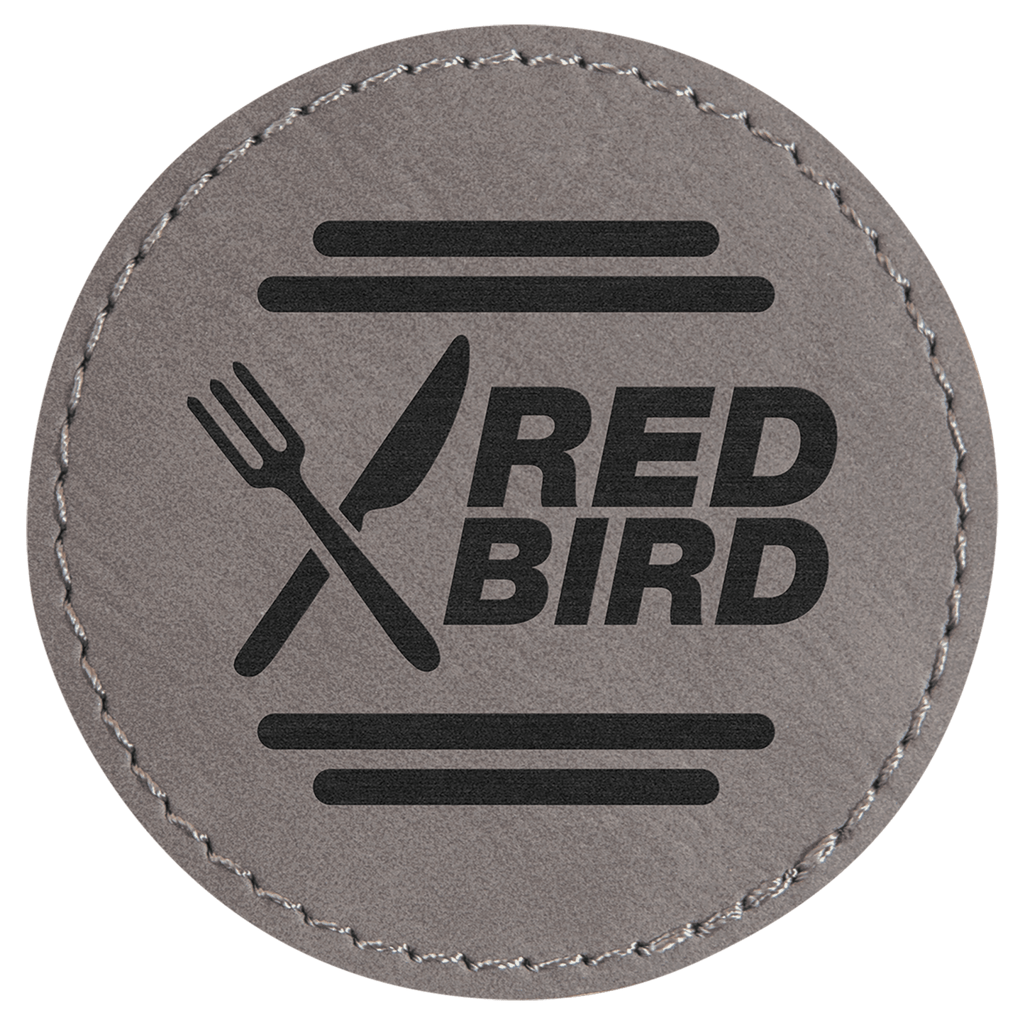2 1/2" Round Gray Laserable Leatherette Patch with Kota Pro Adhesive (Sold by Case of 25)