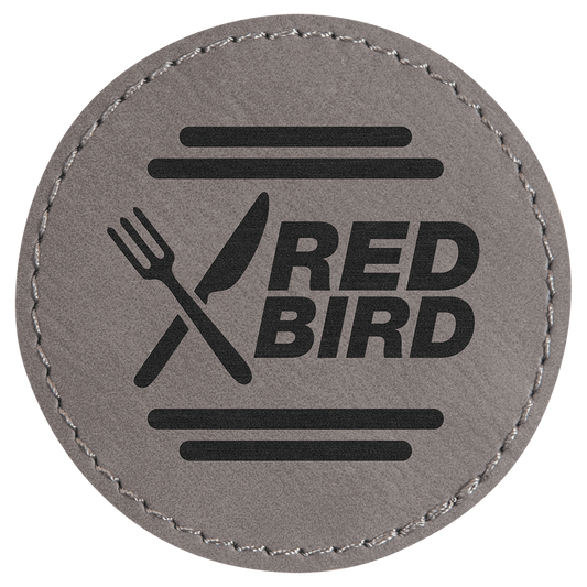 2 1/2" Round Gray Laserable Leatherette Patch with Kota Pro Adhesive (Sold by Case of 25)