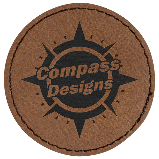2 1/2" Round Dark Brown Laserable Leatherette Patch with Kota Pro Adhesive (Sold by Case of 25)
