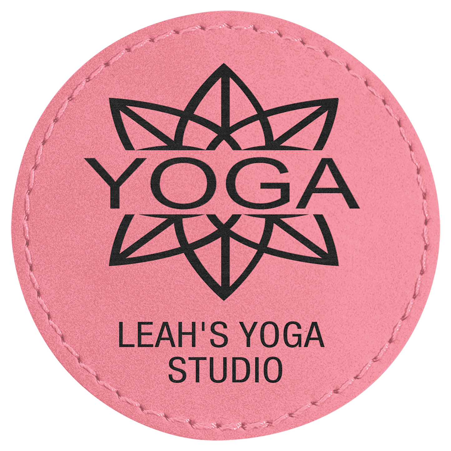 2 1/2" Round Pink Laserable Leatherette Patch with Kota Pro Adhesive (Sold by Case of 25)