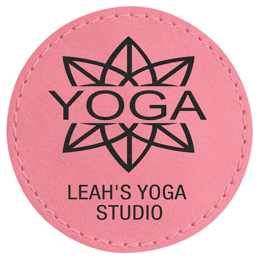 2 1/2" Round Pink Laserable Leatherette Patch with Kota Pro Adhesive (Sold by Case of 25)