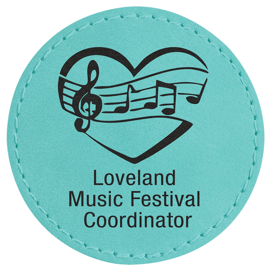 2 1/2" Round Teal Laserable Leatherette Patch with Kota Pro Adhesive (Sold by Case of 25)