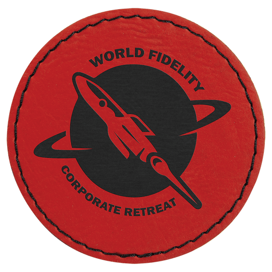 2 1/2" Round Red Laserable Leatherette Patch with Kota Pro Adhesive (Sold by Case of 25)
