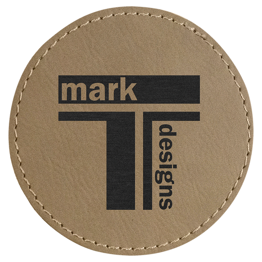 3" Round Light Brown Laserable Leatherette Patch with Adhesive (Sold by Case of 25)