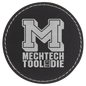 3" Round Black/Silver Laserable Leatherette Patch with Adhesive (Sold by Case of 25)