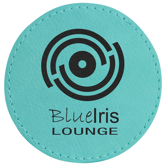 3" Round Teal Laserable Leatherette Patch with Adhesive (Sold by Case of 25)