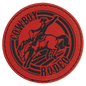 3" Round Red Laserable Leatherette Patch with Adhesive (Sold by Case of 25)