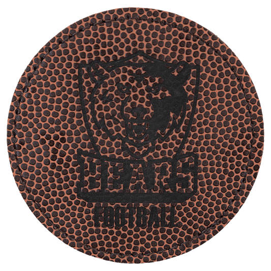 3" Round Football Laserable Leatherette Patch with Adhesive (Sold by Case of 25)