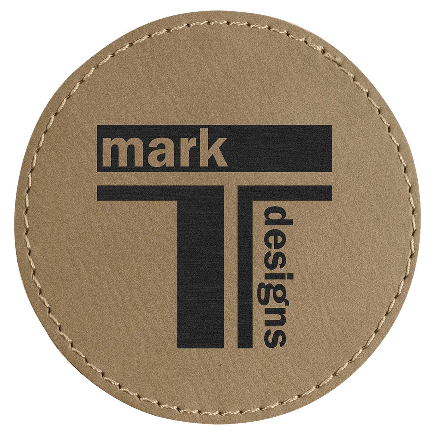 3" Round Light Brown Laserable Leatherette Patch with Kota Pro Adhesive (Sold by Case of 25)