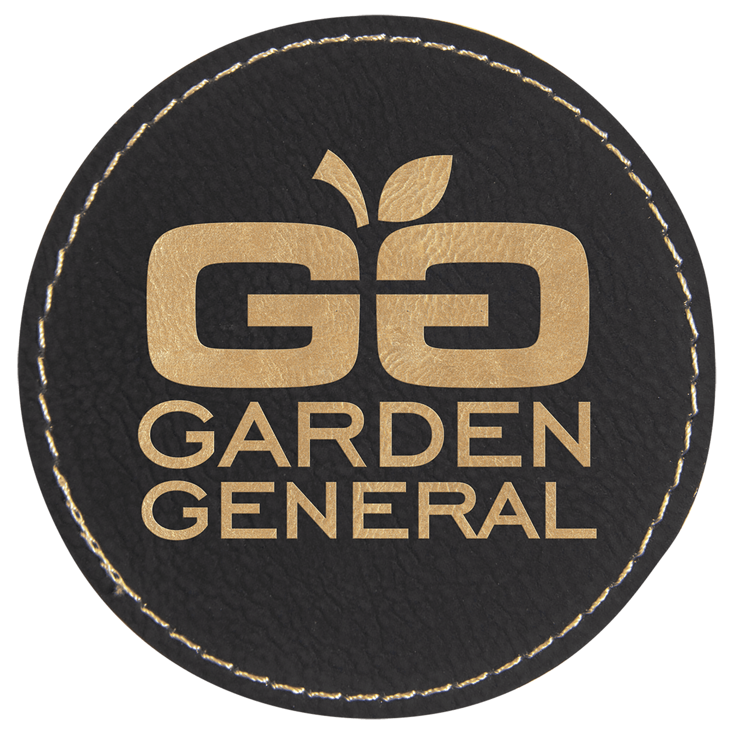 3" Round Black/Gold Laserable Leatherette Patch with Kota Pro Adhesive (Sold by Case of 25)