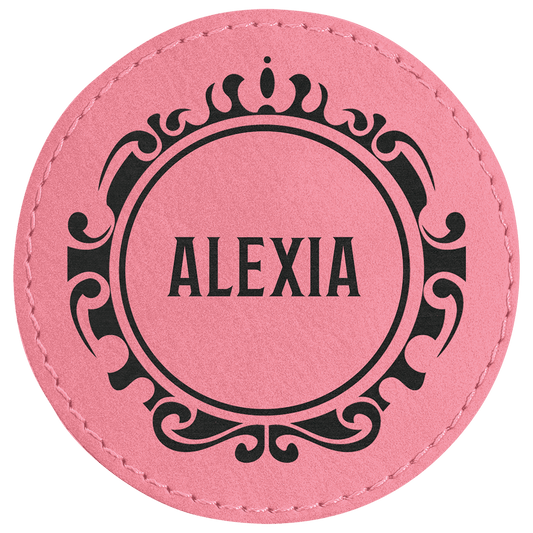 3" Round Pink Laserable Leatherette Patch with Kota Pro Adhesive (Sold by Case of 25)
