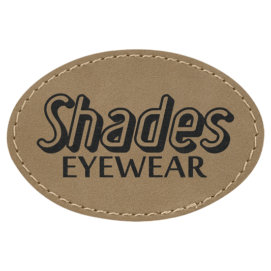 3" x 2" Oval Light Brown Laserable Leatherette Patch with Adhesive (Sold by Case of 25)