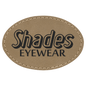 3" x 2" Oval Light Brown Laserable Leatherette Patch with Adhesive (Sold by Case of 25)